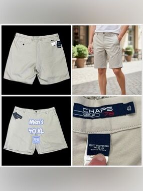 Mens Chaps 40 XL Golf Shorts Khaki Chino Khakis Lightweight Athletic Comfort NWT